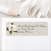 Elegante witte Magnolia & Linnen Retour Etiket (Insitu)