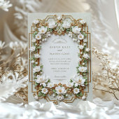 Elegante witte Magnolia met Faux Gold Kaart