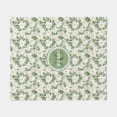 Elegante witte magnolia monogram naam fleece deken (Voorkant (Horizontaal))
