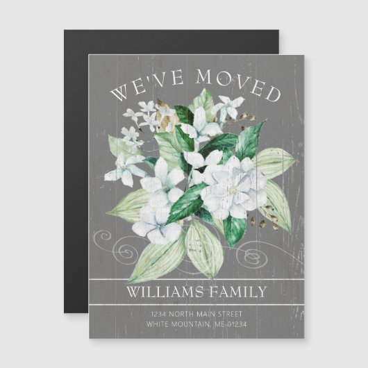 Elegante witte Magnolia Waterverf Bloemen Bewegen (Voorkant / Achterkant)