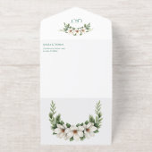 Elegante Witte Magnolia Wedding Pine Tree Lijst All In One Uitnodiging (Buiten)