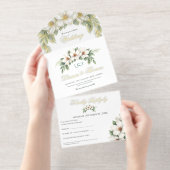 Elegante Witte Magnolia Wedding Pine Tree Lijst All In One Uitnodiging (Uittrekbaar)