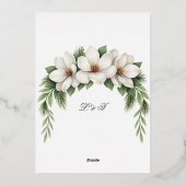 Elegante Witte Magnolia Wedding Pine Tree Lijst Folie Uitnodiging (Achterkant)