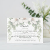 Elegante Witte Magnolia Wedding Pine Tree Lijst Informatiekaartje (Staand voorkant)