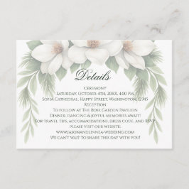 Elegante Witte Magnolia Wedding Pine Tree Lijst Informatiekaartje