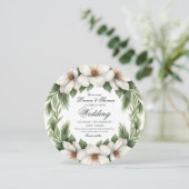 Elegante Witte Magnolia Wedding Pine Tree Lijst Kaart (Staand voorkant)