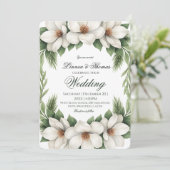 Elegante Witte Magnolia Wedding Pine Tree Lijst Kaart (Staand voorkant)