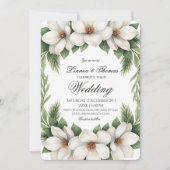 Elegante Witte Magnolia Wedding Pine Tree Lijst Kaart (Voorkant)