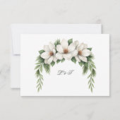Elegante Witte Magnolia Wedding Pine Tree Lijst RSVP Kaartje (Achterkant)