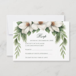 Elegante Witte Magnolia Wedding Pine Tree Lijst RSVP Kaartje