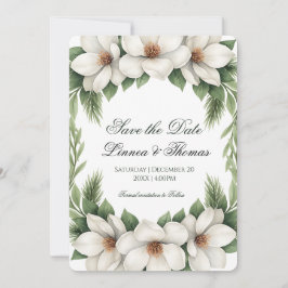 Elegante Witte Magnolia Wedding Pine Tree Lijst Save The Date