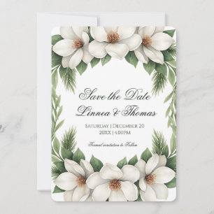 Elegante Witte Magnolia Wedding Pine Tree Lijst Save The Date