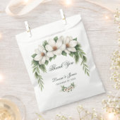 Elegante Witte Magnolia Winter Wedding Pine Tree Bedankzakje (Geknipt)