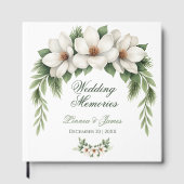 Elegante Witte Magnolia Winter Wedding Pine Tree Gastenboek (Voorkant)