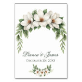 Elegante Witte Magnolia Winter Wedding Pine Tree Kaart (Achterkant)