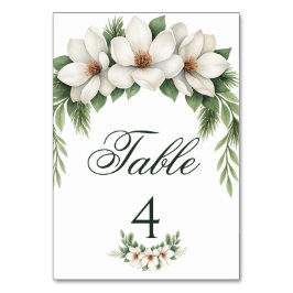 Elegante Witte Magnolia Winter Wedding Pine Tree Kaart