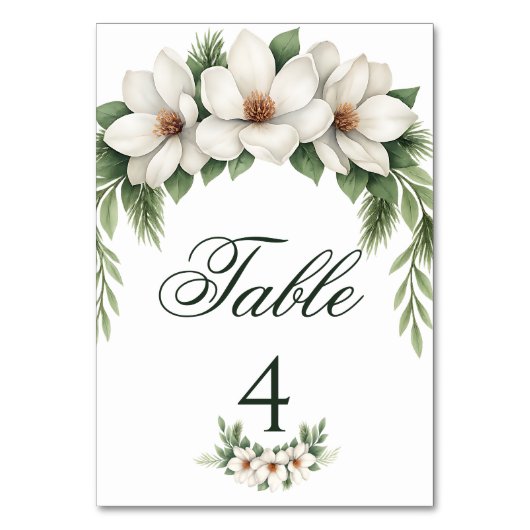 Elegante Witte Magnolia Winter Wedding Pine Tree Kaart (Voorkant)