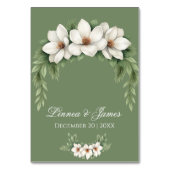 Elegante Witte Magnolia Winter Wedding Pine Tree Kaart (Achterkant)