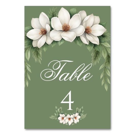 Elegante Witte Magnolia Winter Wedding Pine Tree Kaart (Voorkant)