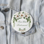 Elegante Witte Magnolia Winter Wedding Pine Tree Ronde Button 4,0 Cm (In situ)