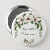 Elegante Witte Magnolia Winter Wedding Pine Tree Ronde Button 4,0 Cm (Voorkant /achterkant)