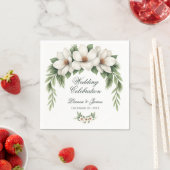 Elegante Witte Magnolia Winter Wedding Pine Tree Servet (Insitu)