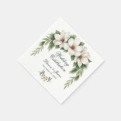 Elegante Witte Magnolia Winter Wedding Pine Tree Servet (Hoek)