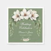 Elegante Witte Magnolia Winter Wedding Pine Tree Servet (Voorkant)