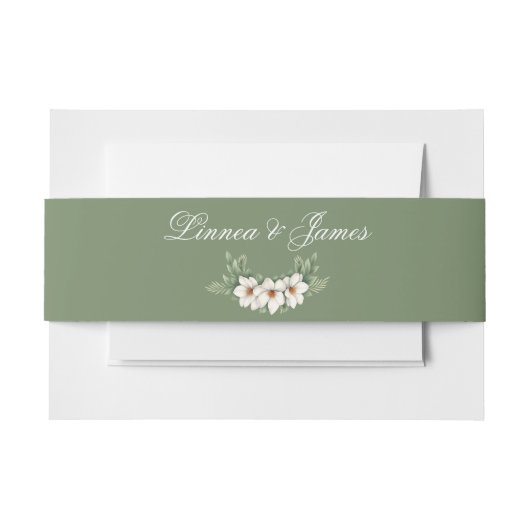 Elegante Witte Magnolia Winter Wedding Pine Tree Uitnodigingen Wikkel (Voorkant Voorbeeld)