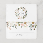 Elegante Witte Magnolia's en Blush Bloemen Bruilof Plaatskaartje (Buitenkant ongevouwen)