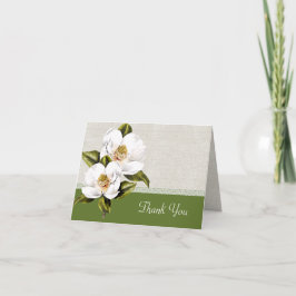 Elegante witte magnolia's Huwelijksbedankje Bedankkaart