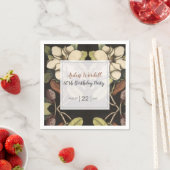 Elegante Witte Magnolia's Verjaardagsfeest Servet (Insitu)