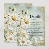 Elegante Witte Margriet Informatiekaartje (Voorkant / Achterkant)