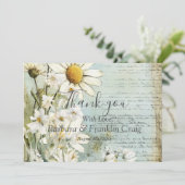 Elegante witte margriet trouw dank je bedankkaart (Staand voorkant)