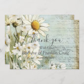 Elegante witte margriet trouw dank je bedankkaart (Voorkant / Achterkant)