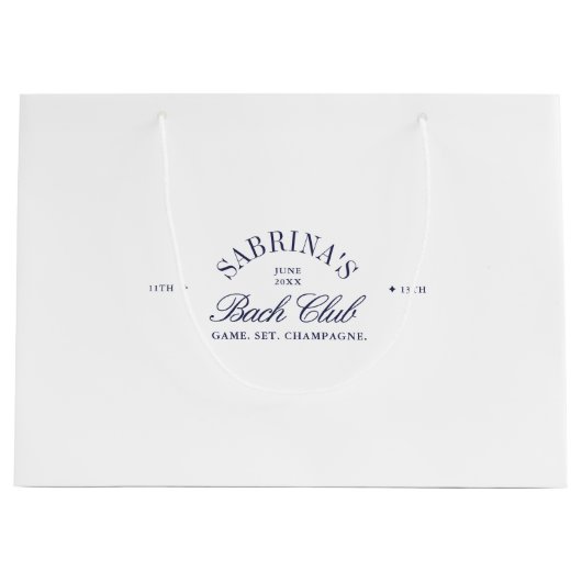 Elegante Witte & Marine Blauwe Bachelorette Gift B Groot Cadeauzakje (Voorkant)