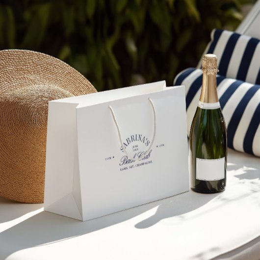 Elegante Witte & Marine Blauwe Bachelorette Gift B Groot Cadeauzakje