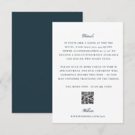 Elegante witte marineblauwe achterzijde QR-code hu Informatiekaartje
