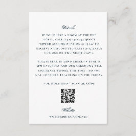 Elegante witte marineblauwe achterzijde QR-code hu Informatiekaartje