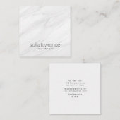 Elegante witte marmer moderne professionele ontwer vierkante visitekaartje (Voorkant / Achterkant)