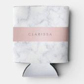 elegante witte marmer roos goudstrook blikjeskoeler (Voorkant)