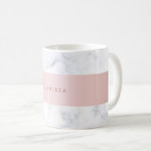 elegante witte marmer roos goudstrook koffiemok (Voorkant rechts)