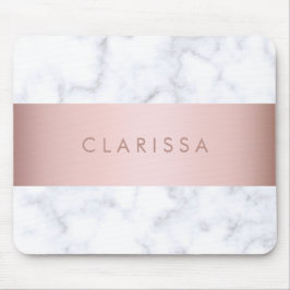 elegante witte marmer roos goudstrook muismat