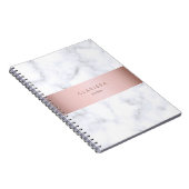 elegante witte marmer roos goudstrook notitieboek (Rechterzijde)