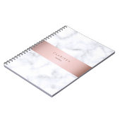 elegante witte marmer roos goudstrook notitieboek (Linkerzijde)
