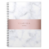 elegante witte marmer roos goudstrook notitieboek (Voorkant)