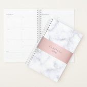 elegante witte marmer roos goudstrook planner (Display)