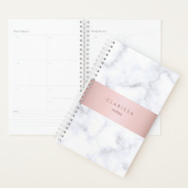 elegante witte marmer roos goudstrook planner