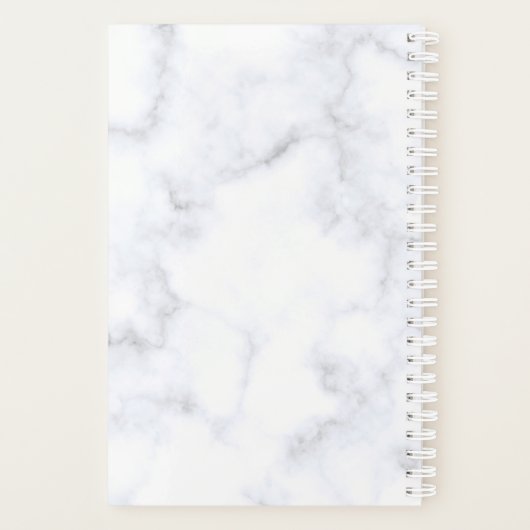 elegante witte marmer roos goudstrook planner (Achterkant)