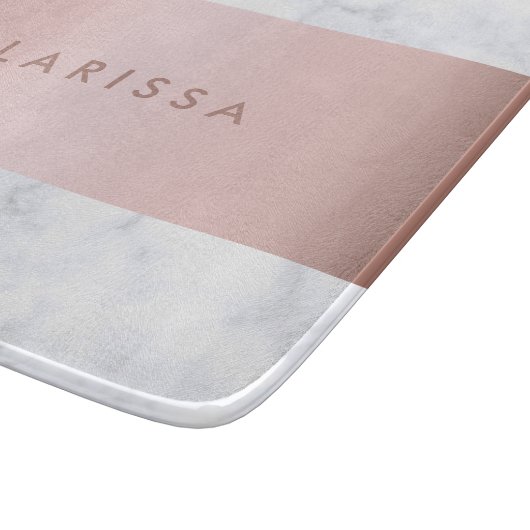 elegante witte marmer roos goudstrook snijplank (Hoek)